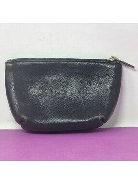 Vintage Hobo International Black Leather Zippered Pouch Made In Colombia